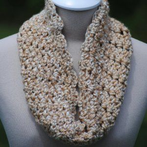 Handmade Caramel Skinny Cowl Crocheted